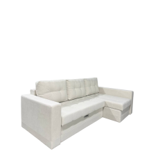 Диван угловой Мадрид на НПБ квадрат с утяжкой без багета (Велюр Teddy 001 белоснеж), УД-М, Наполнитель НПБ