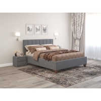 Кровать Оливия без подъемного механизма, Микровелюр приглушенно-серый, Мелодия сна, 00054649