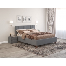 Кровать Оливия без подъемного механизма, Микровелюр приглушенно-серый, Мелодия сна, 00054649