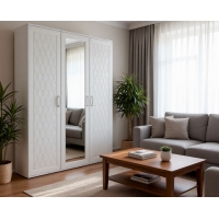 Спальный гарнитур София Шкаф 3-створчатый , ЛДСП Ясень белый, МДФ Белое дерево TF 11 IE-BD-55 (Стандарт), УД-К, 00032316