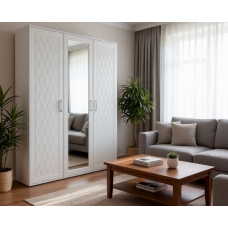 Спальный гарнитур София Шкаф 3-створчатый , ЛДСП Ясень белый, МДФ Белое дерево TF 11 IE-BD-55 (Стандарт), УД-К, 00032316