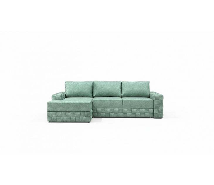 Диван угловой Париж с отоманкой (Велюр Ламбре 14 зеленый), УД-М, Наполнитель НПБ