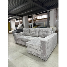 Диван угловой Мадрид на НПБ квадрат с утяжкой с багетом венге (Велюр OWN-12 серый), УД-М, Наполнитель Пружинный блок