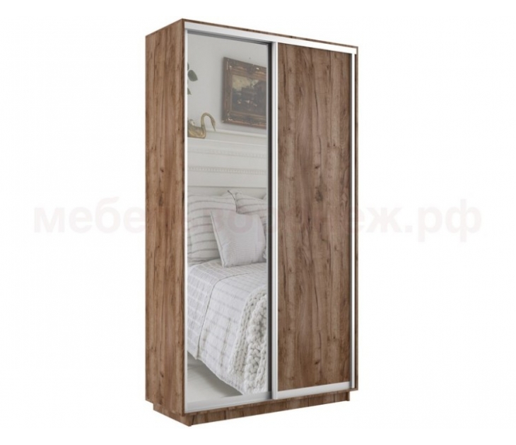Шкаф-купе 2-дверный Экспресс с одним зеркалом, ЛДСП Дуб табачный, ЛДСП Дуб табачный/Зеркало, Е1, 00053862