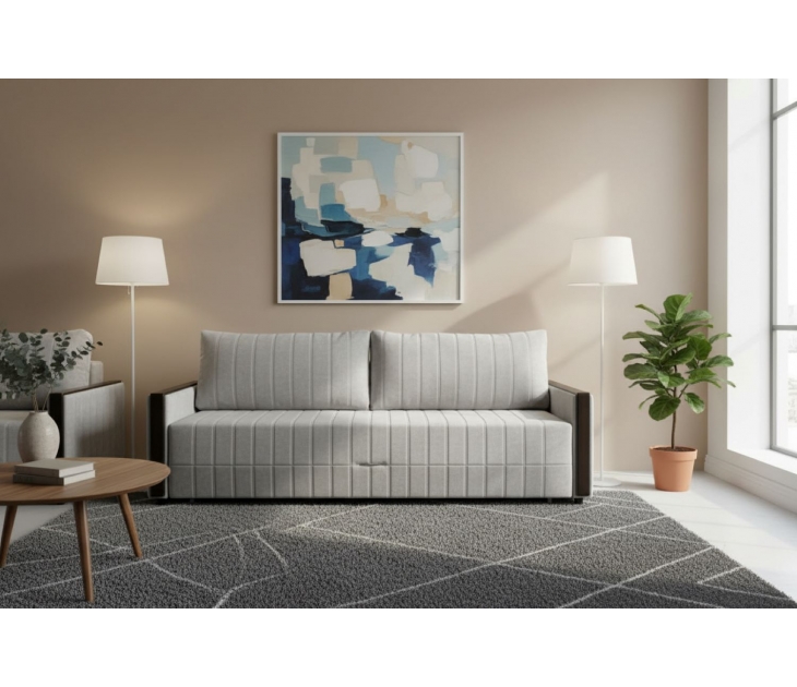 Диван Аргус с узкими подлокотниками с багетом стежка полосы багет Венге (Teddy-022 серо-лиловый (велюр)+ Teddy-022 серо-лиловый (велюр)), Наполнитель НПБ, УД-М, 00054515