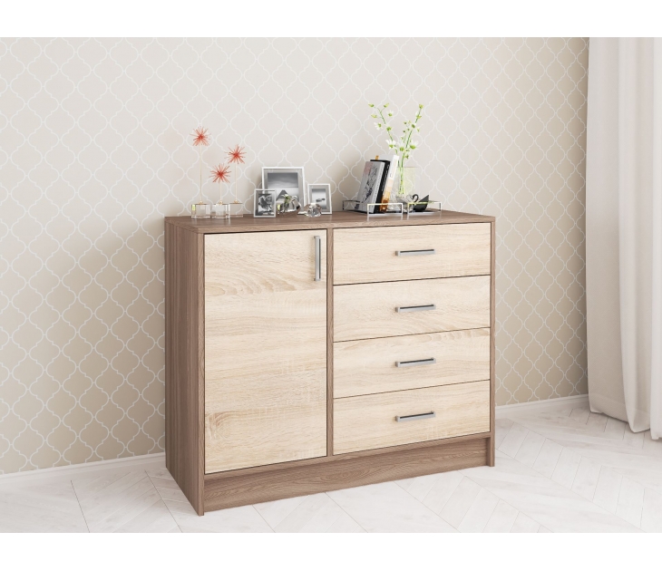 Комод Катрин-6 (ЛДСП Ясень шимо тёмный + ЛДСП Дуб сонома)