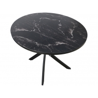 Стол обеденный раскладной Лион-3 (Металл крашенный черный (профиль) + Мрамор черный)