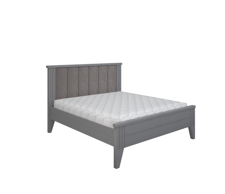 Кровать Верона с мягким изголовьем (Серая Эмаль + Велюр Velutto 12 серый)