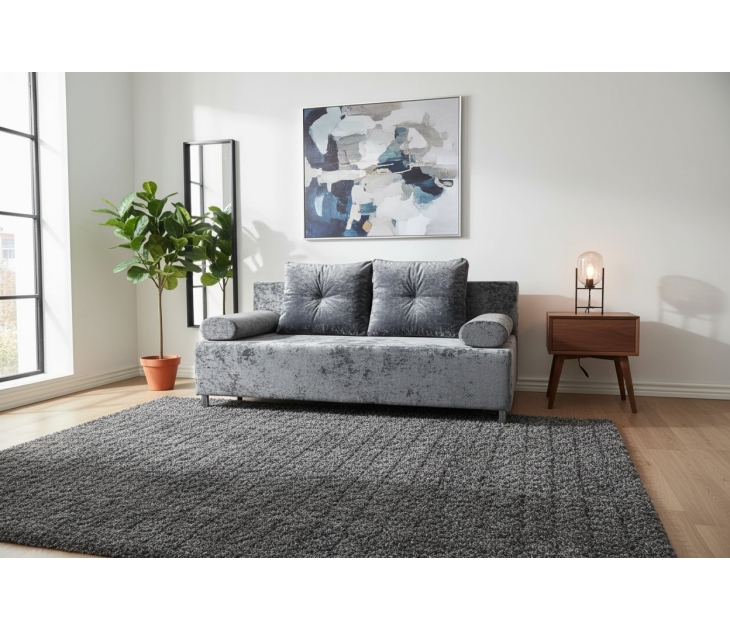 Диван Хилтон-6 подушки Монако (OWN-12 серый (велюр с краш эффектом)+ OWN-12 серый (велюр с краш эффектом)), Наполнитель ППУ, УД-М, 00035160