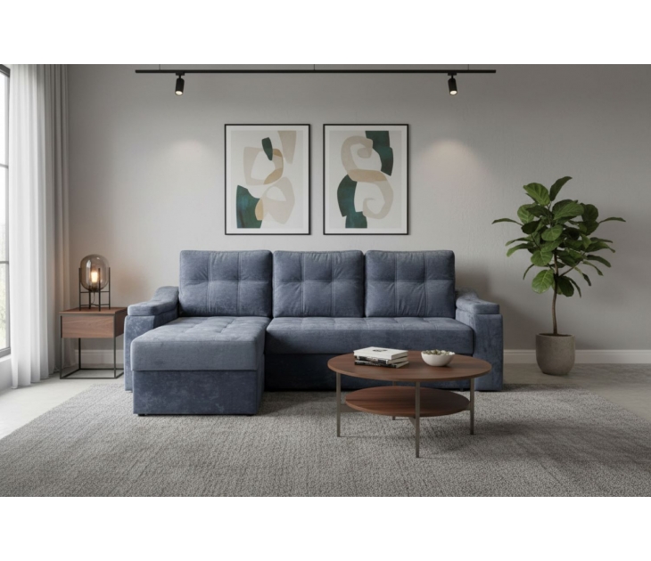 Диван угловой Каир (OWN-26 светло-синий (велюр с краш эффектом)), УД-М, Наполнитель НПБ