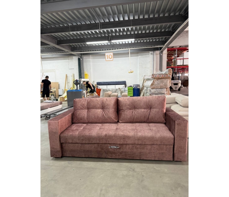 Диван на металлокаркасе прямой Мадрид НПБ квадрат с утяжкой без багета (Наполнитель - Пружинный блок ), 00045667