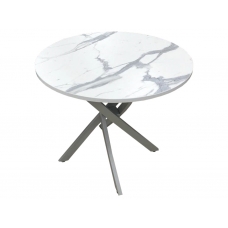 Стол обеденный нераскладной Лион (Металл крашенный серый + Белый  мрамор)