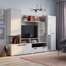 Гостиная Денди, ЛДСП Ясень белый, ЛДСП Ясень белый, БТС, 00000327