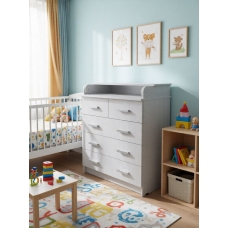 Комод Пеленальный, ЛДСП Ясень белый, ЛДСП Ясень белый, УД-К, 00030712