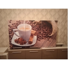 Кухня Шоколад фотопечать 2000 мм (ЛДСП Белый + МДФ Шоколад глянец D 6161-001 + В ассортименте)