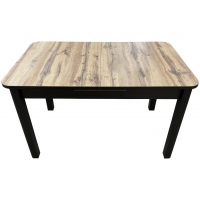 Стол обеденный Бордо раскладной, Массив дерева Черный, ЛДСП 22 мм Дуб вотан, Элемфорт, 00035327