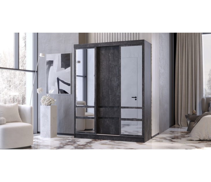Шкаф-купе 2-дверный Кёльн с зеркалами, ЛДСП Цемент темный, ЛДСП Цемент темный, УД-К, 00046609