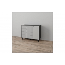 Катрин-13 Комод, ЛДСП Графит Серый, МДФ Светло-серый , ТЭКС, 00053507