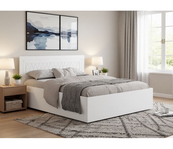 Спальный гарнитур София NEW Кровать основание ДСП, ЛДСП Ясень белый, МДФ Белое дерево TF 11 IE-BD-55 (Стандарт), УД-К, 00033467