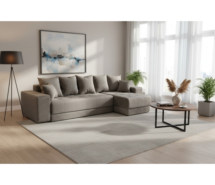 Диван угловой Дубай НПБ с широкими подлокотниками (AY1-22В светло-коричневый однотонный (велюр)), УД-М, Наполнитель НПБ