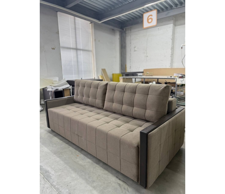 Диван Аргус с узкими подлокотниками с багетом стежка квадрат (EL-20 коричневый (велюр)), УД-М, Наполнитель НПБ