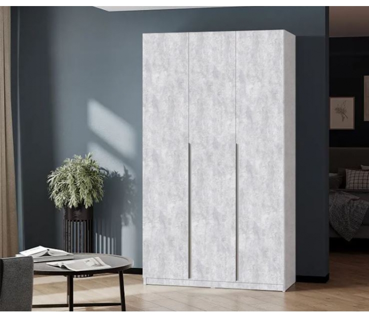 Лагос Шкаф 3-створчатый 1,2 м, ЛДСП Цемент светлый, ЛДСП Цемент светлый, УД-К, 00049102