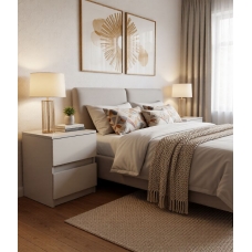 Спальный гарнитур Лагос Тумба прикроватная, ЛДСП Кашемир, УД-К, 00055119