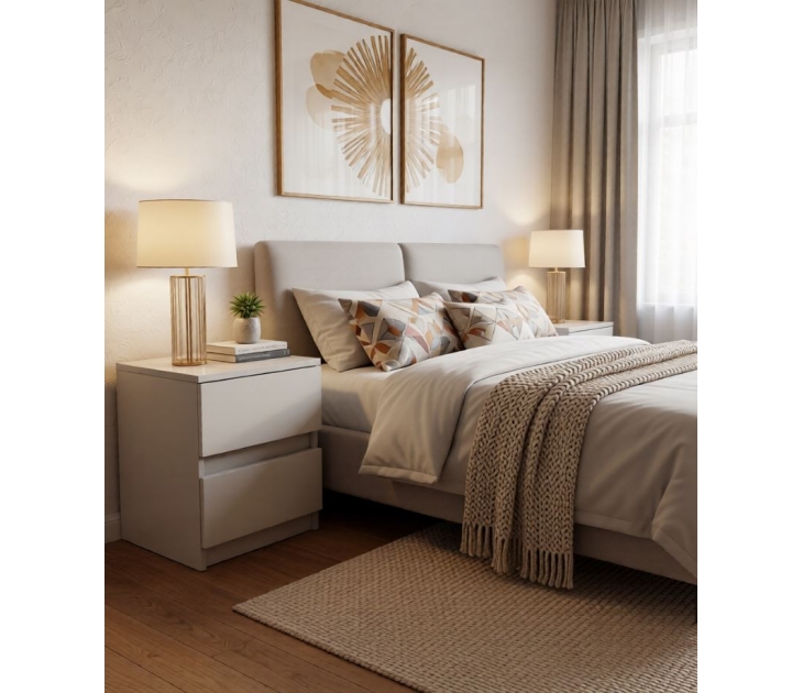 Спальный гарнитур Лагос Тумба прикроватная, ЛДСП Кашемир, УД-К, 00055119