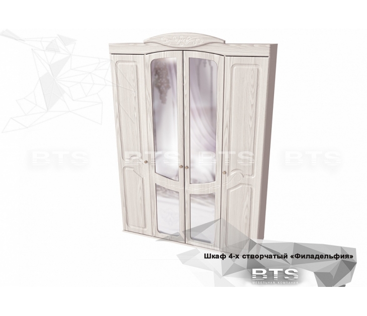 Шкаф комбинированный ШК-06 Филадельфия (ЛДСП Белый + МДФ  Белый бриллиант)