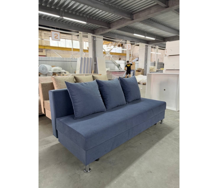 Диван Барселона на НПБ без боковых подушек  (Вельвет EL-10B синий), УД-М, Наполнитель НПБ