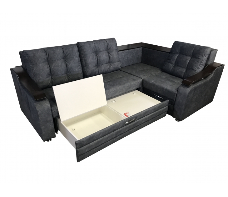 Диван угловой Лира на НПБ (HLM-12 Grafit серый (велюр кортекс)), Квартет, Наполнитель НПБ