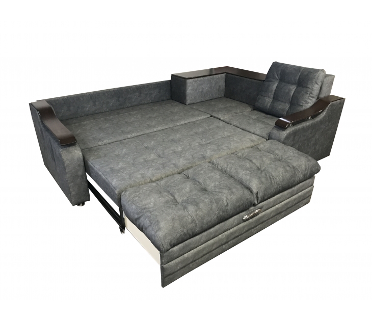 Диван угловой Лира на НПБ (HLM-12 Grafit серый (велюр кортекс)), Квартет, Наполнитель НПБ