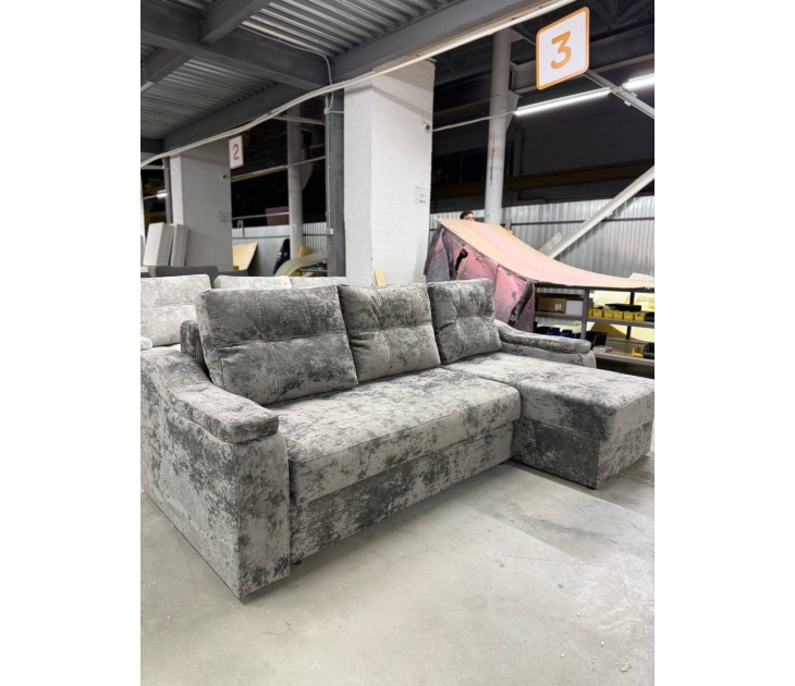 Диван угловой Каир (OWN-8 серый (велюр с краш эффектом)), УД-М, Наполнитель НПБ