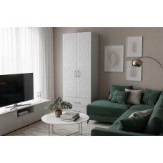 Гостиная София NEW Шкаф 2-створчатый , ЛДСП Ясень белый, МДФ Белое дерево TF 11 IE-BD-55 (Стандарт), УД-К, 00033463