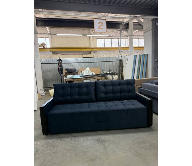 Диван Аргус с узкими подлокотниками с багетом стежка квадрат (EL-29B темно-синий (велюр)), УД-М, Наполнитель НПБ