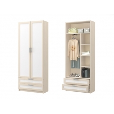 Юниор-7 шкаф двухстворчатый ДЮ-08 Рамочный профиль с белой вставкой (ЛДСП Дуб белфорт + ЛДСП Дуб белфорт)