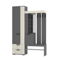 Прихожая Трамп, ЛДСП Графит Серый, ЛДСП Дуб Крафт белый, Мебелони, 00036101