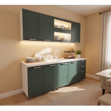 Кухня Валенсия NEW 2,0 м, ЛДСП Белый, МДФ Моно грин (МС груп), УД-К, 00050617 Кухня Валенсия NEW 2,0 м, ЛДСП Белый, МДФ Моно грин (МС груп), УД-К, 00050617